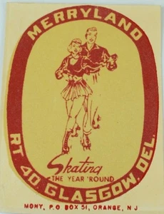 1930's-50's Merryland Skating, Glasgow, Del. Label B2 - Picture 1 of 3