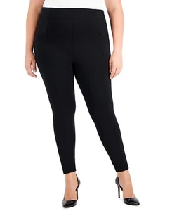 INC Black Petite Plus Size Skinny Leg Mid Rise Pull On Pants SZ 1X, Deep Black - Picture 1 of 2