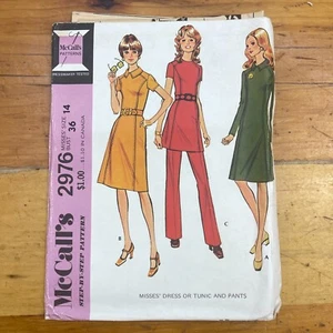 McCalls 2976  Dress or Tunic and Pants Sewing Pattern 1971 Size 14  - Picture 1 of 5