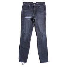 Madewell Jeans 10'' High Rise Skinny Distressed Denim Black Womens 28T X 28.5
