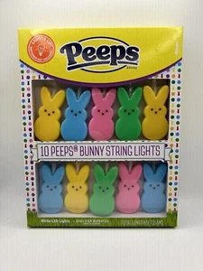 Peeps Bunny 10 LED Easter Candy String Lights Bunnies Fun Decor Battery Power - Picture 1 of 4