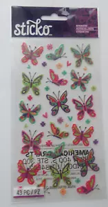 Sticko Multi Colored Butterflies Scrapbook Sticker Sheet - Picture 1 of 1