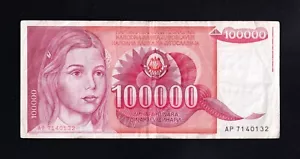 F.C. YUGOSLAVIA, 100000 DINARS 1989, B/C+ (F+), P.97. - Picture 1 of 2