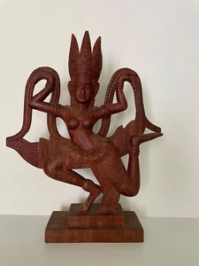 Vintage Carved Artisans D' Angkor  CambodiWood Khmer Apsara Dancer Figure - 13" - Picture 1 of 9