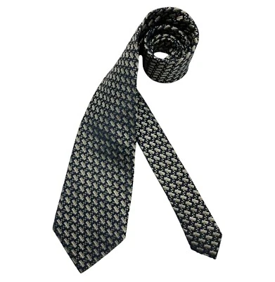 Corbata VALENTINO Azul Marino/Beige Geométrica Seda LUJO ITALIA Foto 1 de 4