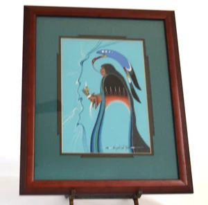 Pintura enmarcada de colección cantante nativo americano bailarín hombre por Justin Tso Navajo - Imagen 1 de 22
