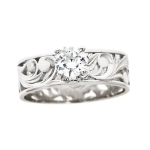 Hawaiian Heirloom Jewelry 14k Gold 0.5ct Cubic Zirconia Wedding Engagement Ring - Picture 1 of 2