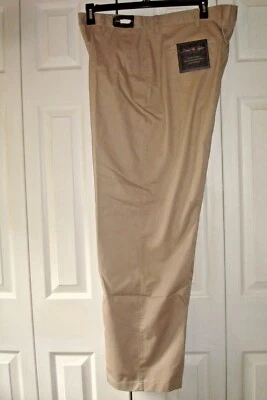Mens Easy Care Pants Tan Size 40 X 32 David Taylor Flat Front - Image 1 of 2