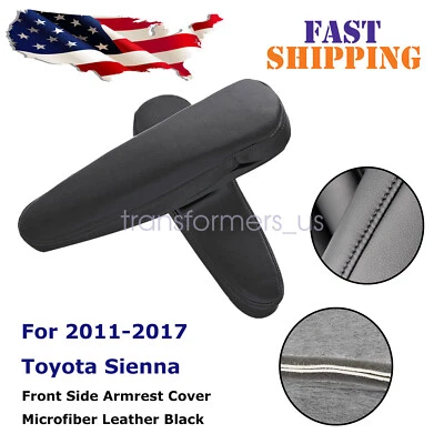 Fits 2011-15 2016 2017 Toyota Sienna Front Side Seat Armrest Leather Cover Black - Изображение 1 из 4