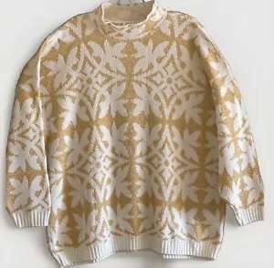 Vintage Rose USA Pullover Gold Metallic Scroll Oversized Oma 80er Gr. XL XXL - Bild 1 von 6