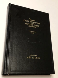 Vernon’s Texas Codes Annotated Insurance Code 1981 Volume 14A West Law Book - Picture 1 of 1