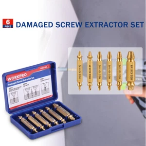 WORKPRO 6 PIECE Stripped Screw Extractor Set Broken Bolt Extractor Screw Removal - Picture 1 of 11