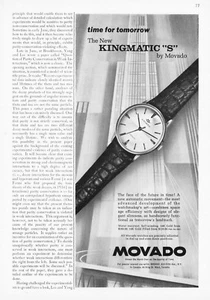 1962 Movado Kingmatic "S" Watch photo Time for Tomorrow vintage print ad - Picture 1 of 1