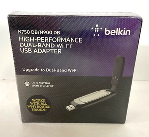 NIP Belkin N750 DB/N900 DB High-Performance Dual-Band WiFi USB Adapter Sealed - Picture 1 of 1