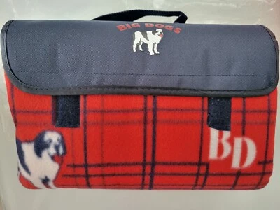 Big Dogs Navy/red  Plaid Outdoor Picnic Blanket, Nwt - Image 1 of 4