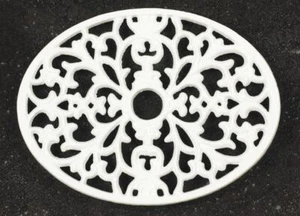 White Heavy Duty Cast Iron Oval Shaped Kitchen Trivet - Picture 1 of 1