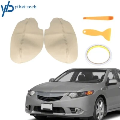 Juego de 2 reposabrazos panel puerta delantera beige vinilo para Acura TSX 2009 2010 2011-2014 Foto 1 de 4