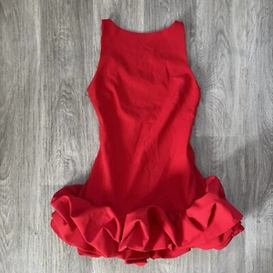 ZARA NWT VOLUMINOUS PUFF HEM MINI DRESS BRIGHT RED MEDIUM RETRO COCKTAIL PARTY - Picture 1 of 8