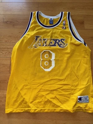 Vintage 90s Los Angeles Lakers Kobe Bryant Champion Jersey #8 Yellow Size 52/XXL - Image 1 of 4