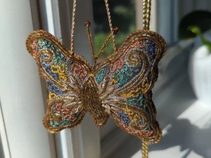 Verzierter Perlen Schmetterling Art Deco Stil hängend Weihnachtsschmuck - Bild 1 von 13