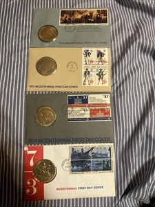 BICENTENNIAL FIRST DAY COVERS 1973-1976!!! MEDALS AND FIRST DAY STAMPS - Picture 1 of 3