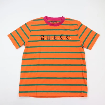 Guess x J Balvin T-Shirt Mens Medium Vibras Tour Striped Crew Orange Green - Image 1 of 4