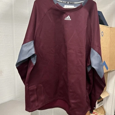 Adidas Mens Sweater Size 2XL Maroon Gray Dugout Fleece Pull Over Sports - Image 1 of 4