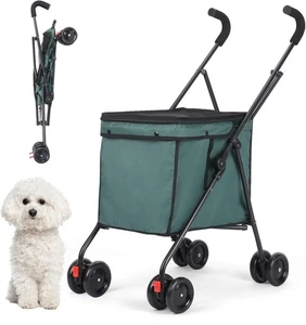Wedyvko Multifunktionaler Einkaufswagen, Hundekinderwagen für kleine Hunde hellgrün - Bild 1 von 8