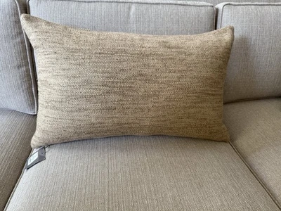 $160 Restoration Hardware Savah Silk Linen Handwoven Lumbar Pillow Cover Wheat - Image 1 of 4