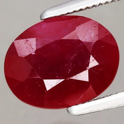 2.42Ct Oval 8.7x6.8mm Natural Pinkish Red Ruby, Africa (Heated Glass Filling) - Image 1 of 4