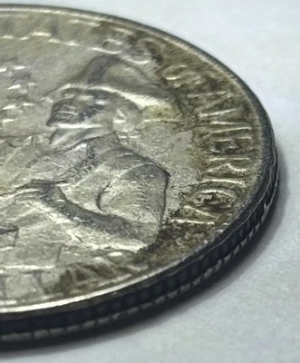 💥 1976 D Washington Bicentennial Quarter  Outer COLLAR CLASH - RARE ERROR - Image 1 of 4