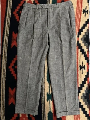 Pantalón Mark Shale Vintage Tweed Franela Para Hombre 39x31 Lana Plisado Puños Cuadros Foto 1 de 4