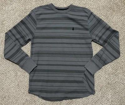 Volcom Murph Grey Striped Patterned Long Sleeve Thermal Shirt Sz: XL - Image 1 of 4