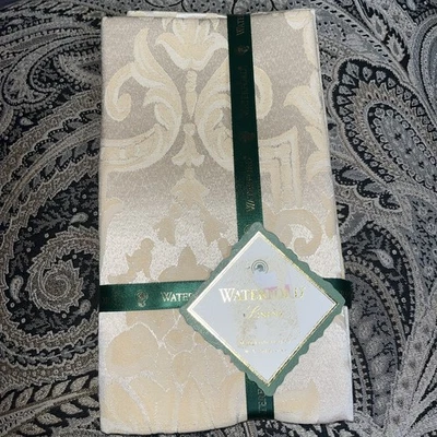 WATERFORD Linens Gold Jacquard Place Mats Floral Scroll Cotton Blend NWT SET/3 - Image 1 of 4