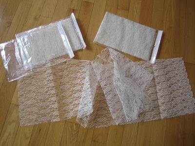 Ivory Lace Fabric 3 PKS 3 YARDS LONG 14" WIDE CRAFTS DECORATIONS NIP NYLON/POLY? - Image 1 of 4