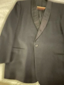 Rudofker After 6 Vintage 1960s 1 Piece Tuxedo Dark Blue With Black Satin Medium - Picture 1 of 5