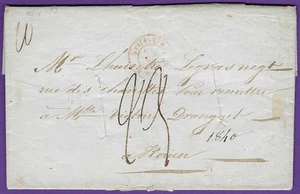 1840 Marsella Francia FLS a Rouen, hendidura fumigada, "Purifiee a' Marseille" Aux! - Imagen 1 de 3