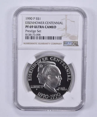 1990-P Eisenhower Commemorative $1 Prestige Set PF69 UCAM NGC Brown Lbl *1675 - Image 1 of 4