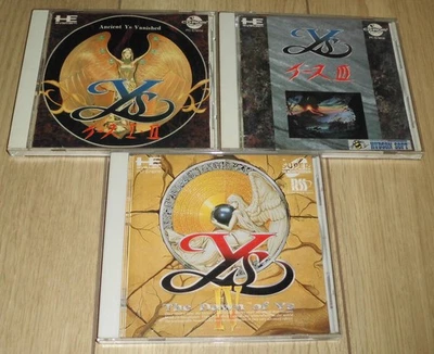 Lot 3 Ys I II III IV 1 2 3 4 CD ROM PC Engine Turbo Grafx Used Game NTSC-J JP - Image 1 of 4