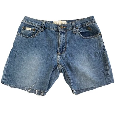 Baby Phat Denim Jean Shorts Sz 9 Cutoffs Metal Logo Embroidered Cat Y2K - Image 1 of 4