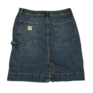 Falda vaquera carpintera vaquera vintage Y2K Lee para mujer longitud midi azul talla 14 - Imagen 1 de 3