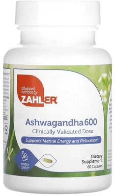 Zahler Ashwagandha 600 dosis clínicamente validada hecha en EE. UU. sin OGM Foto 1 de 4