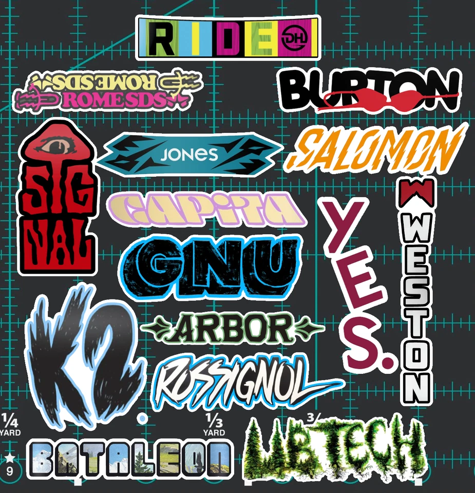 15 adesivos de arte com logotipo da marca de snowboard - transparente, holográfico ou branco - Burton - Imagem 1 de 1