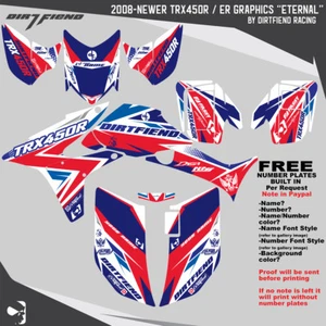 TRX450R Graphics 08-Newer DFR “Eternal” Red Blue Sides/Fenders Honda TRX 450 ATV - Picture 1 of 6