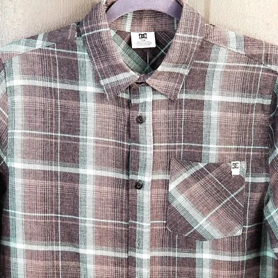 DC SHOES FRESH MINT LONG SLEEVE BUTTON UP FLANNEL SHIRT MENS SMALL  UNISEX COLOR - Image 1 of 4