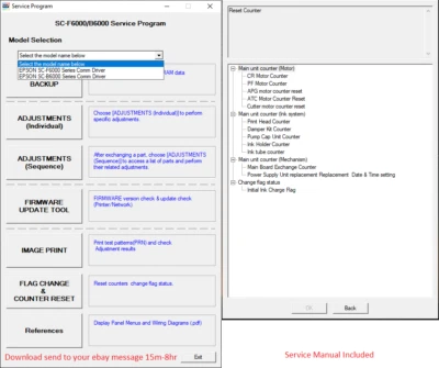Service Program Epson SureColor F6000/B6000, F6070/B6070 + Service Manual - Image 1 of 3