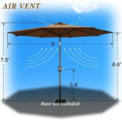 Sombrilla inclinable para patio 6,5-10 pies LED solar 6/8 acanalado mercado balcón jardín Foto 1 de 4