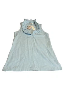 Simply Noelle Women's Size S/M Sleeveless Ruffle Top Button Tank Blouse Shirt - Picture 1 of 14