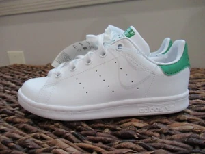 Adidas Originals Stan Smith C Unisex Kids Sneakers size 2Y White /Green Leather - Picture 1 of 7
