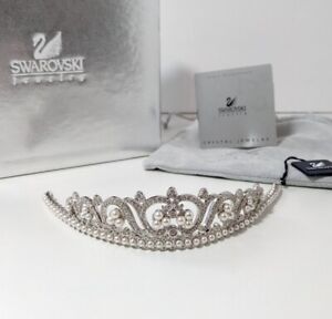 Swarovski Crystal Tiara Pearls NEW $375 Wedding Bridal Crown Rhodium 1503308